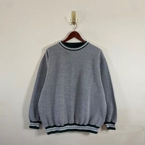 Vintage 90s Wear Guard Crewneck Sweatshirt Varsity Stripe Gray Green Men's XL